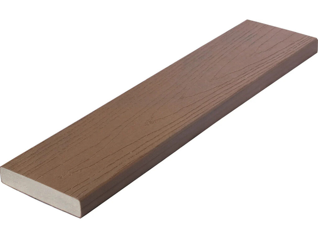 Brown with white vinyl railing